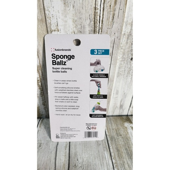 Fusionbrands Sponge Ballz Bottle Brush Cleaner Set New Cleaning Scrubbing - Picture 2 of 4